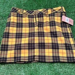 Dickies Ladies Yellow Plaid Mini Skirt
